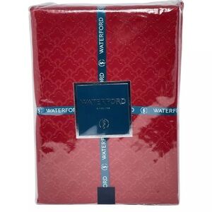 WATERFORD 70" x 104" Christmas Holiday Ember Red & Gold Designer Tablecloth NEW